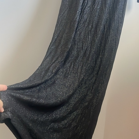 ✅SOLD✅🖤🪩Skims Onxy Shimmer Crew Neck Long Ribbed Long Sleeve Lounge Maxi Dress - Picture 7 of 11
